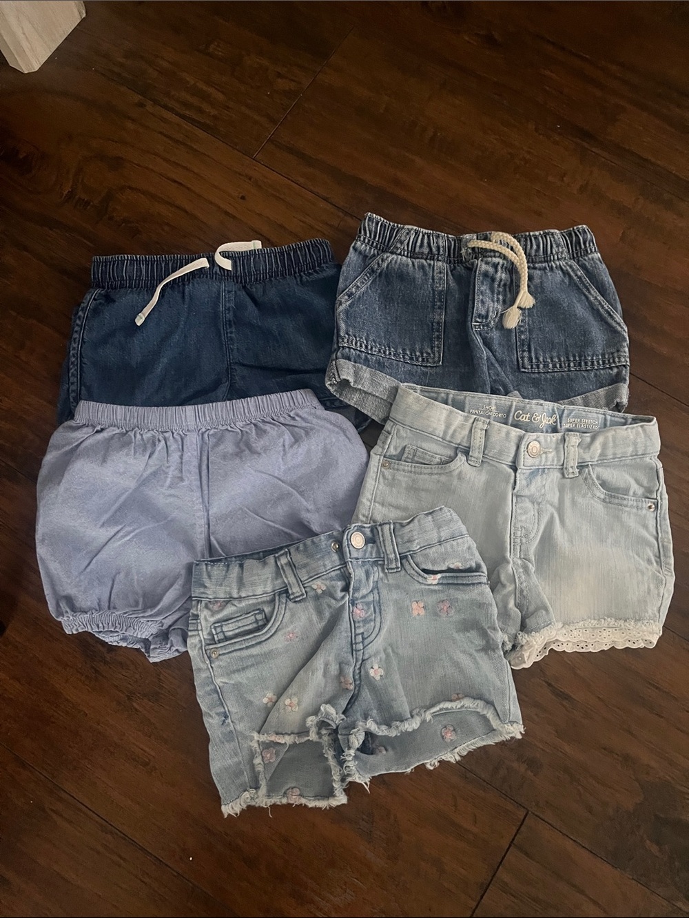 Girls' Assorted Denim & Blue Shorts Pack - 5 Pieces